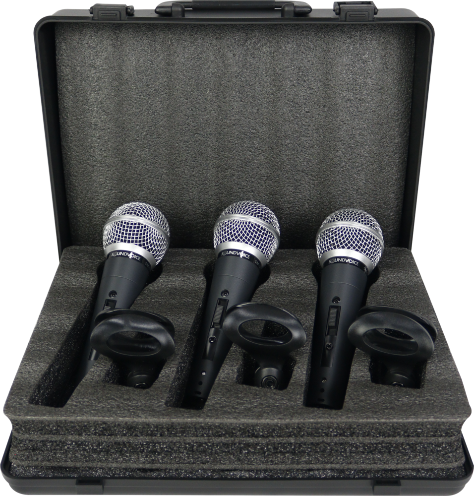 KIT COM 3 MICROFONES SOUNDVOICE SM-58S+