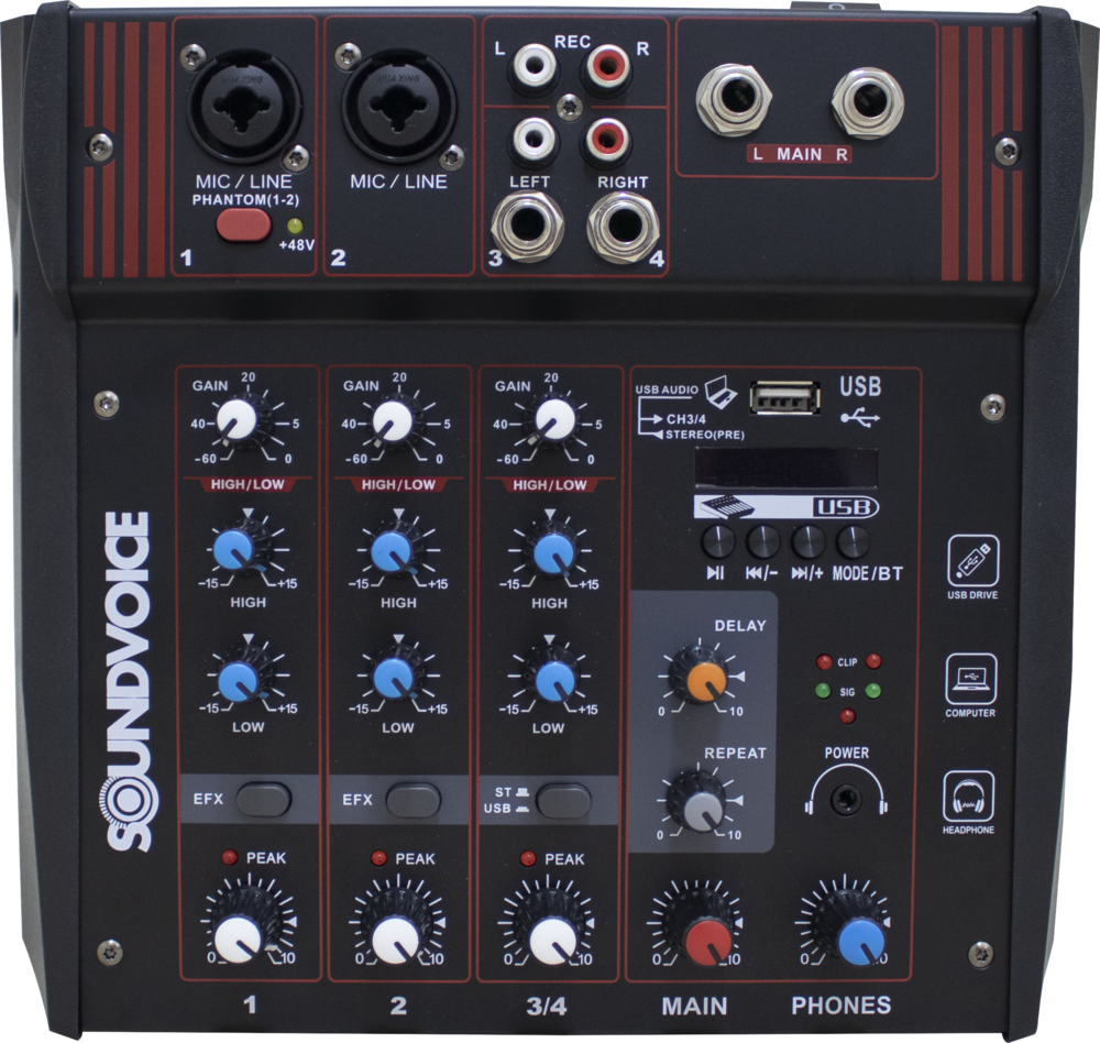 MESA DE SOM AMPLIFICADA CLASSE D SOUNDVOICE MA-400