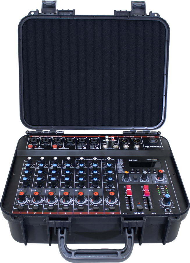 MESA DE SOM COM MALETA SOUNDVOICE MA-802