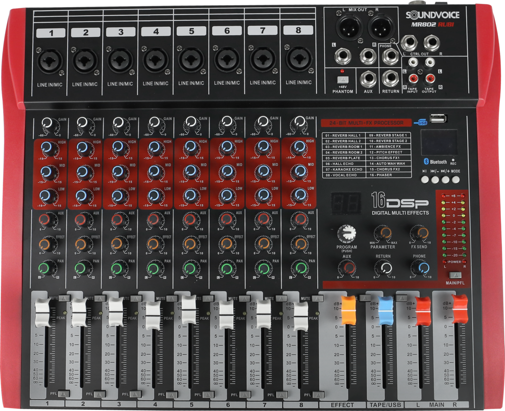 MESA DE SOM SOUNDVOICE RUBI MR-802